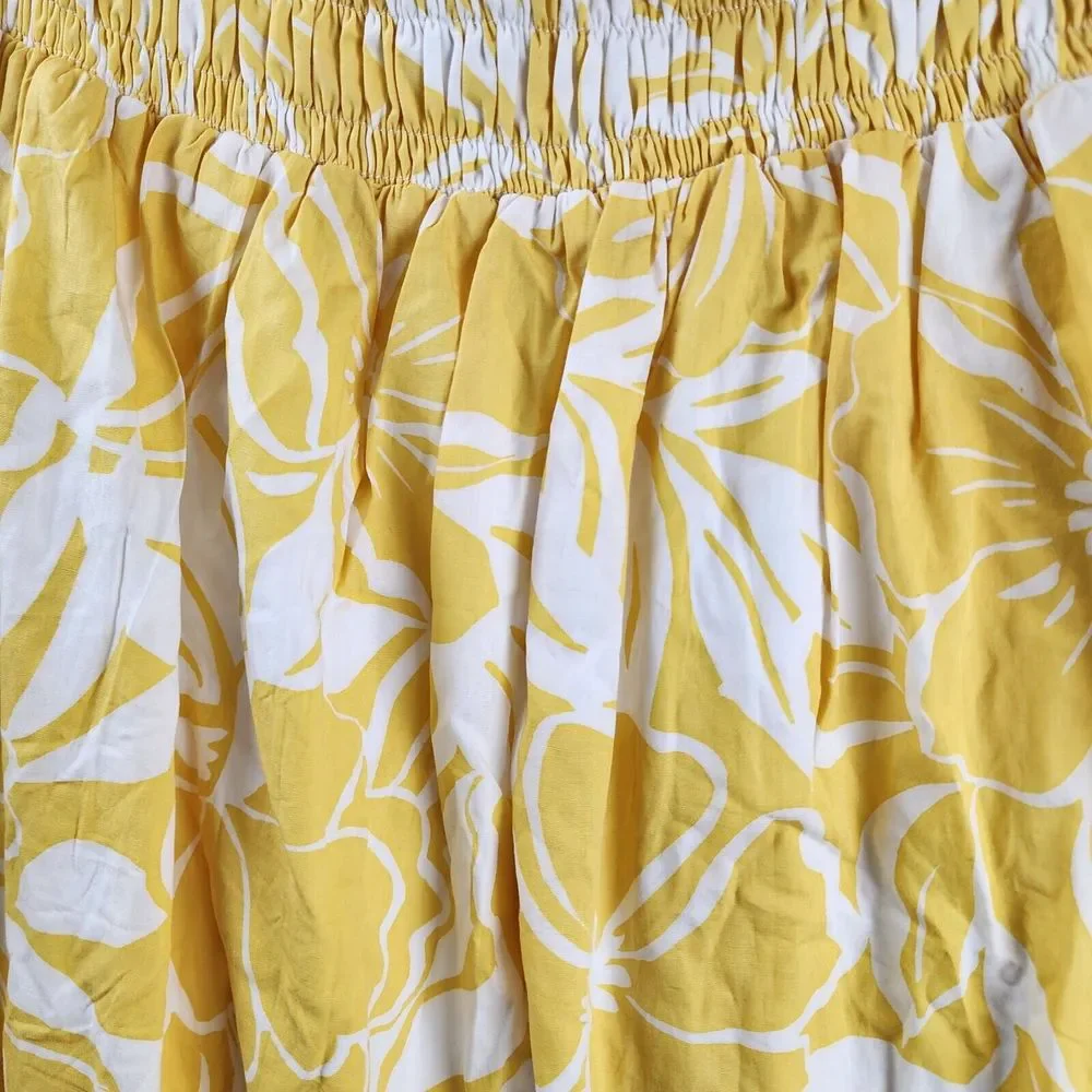 Faithfull the Brand Kiera Skirt Women's 4 Marigold Smocked Waist Band - Picture 4 of 15